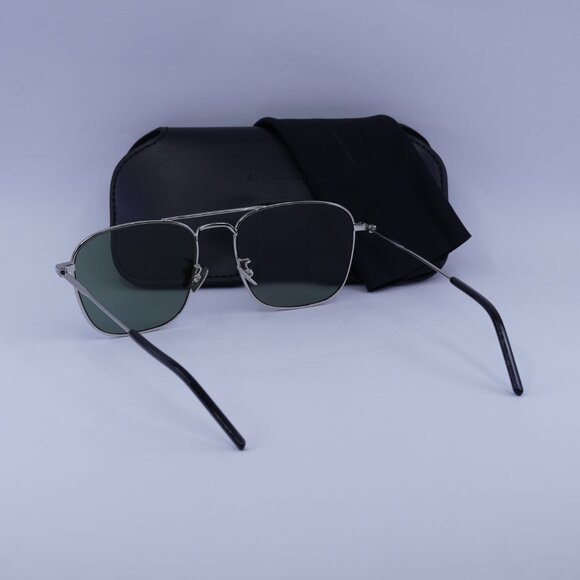Saint Laurent SL309 003 Sunglasses Silver Square Frame, Green Lenses - Picture 8 of 9